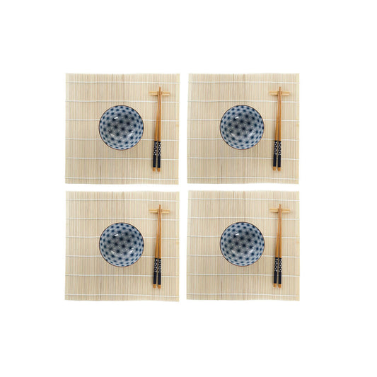 Set per Sushi DKD Home Decor Azzurro Bambù Gres (14,5 x 14,5 x 31 cm)