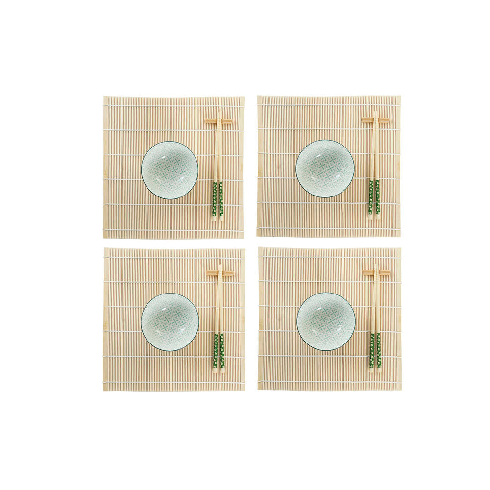 Set per Sushi DKD Home Decor Verde Bambù Gres (14,5 x 14,5 x 31 cm)