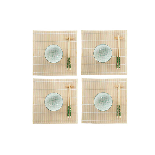 Set per Sushi DKD Home Decor Verde Bambù Gres (14,5 x 14,5 x 31 cm)