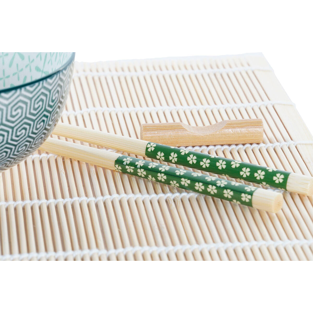 Set per Sushi DKD Home Decor Verde Bambù Gres (14,5 x 14,5 x 31 cm)