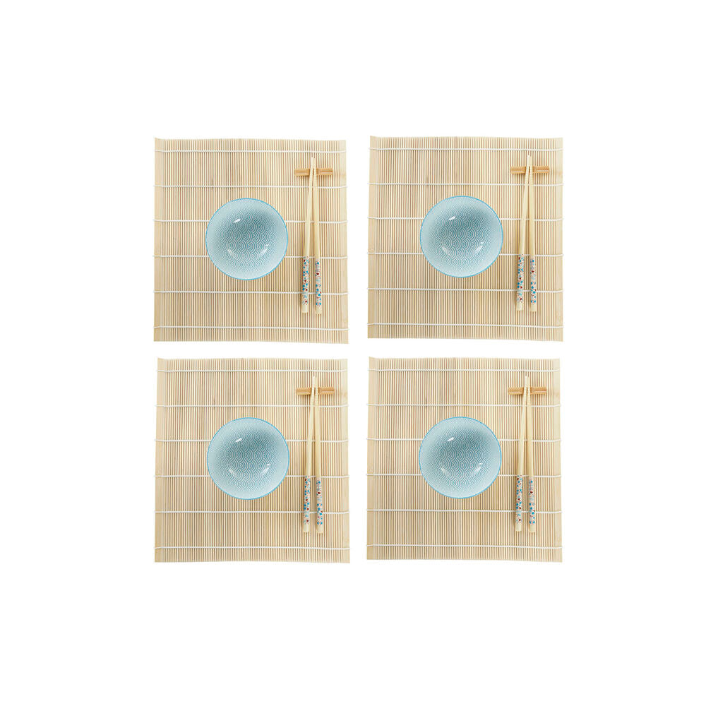 Set per Sushi DKD Home Decor Azzurro Bianco Bambù Gres (14,5 x 14,5 x 31 cm)