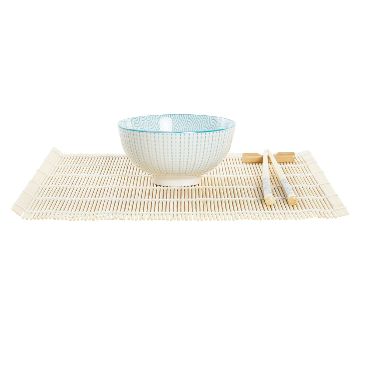 Set per Sushi DKD Home Decor Azzurro Bianco Bambù Gres (14,5 x 14,5 x 31 cm)
