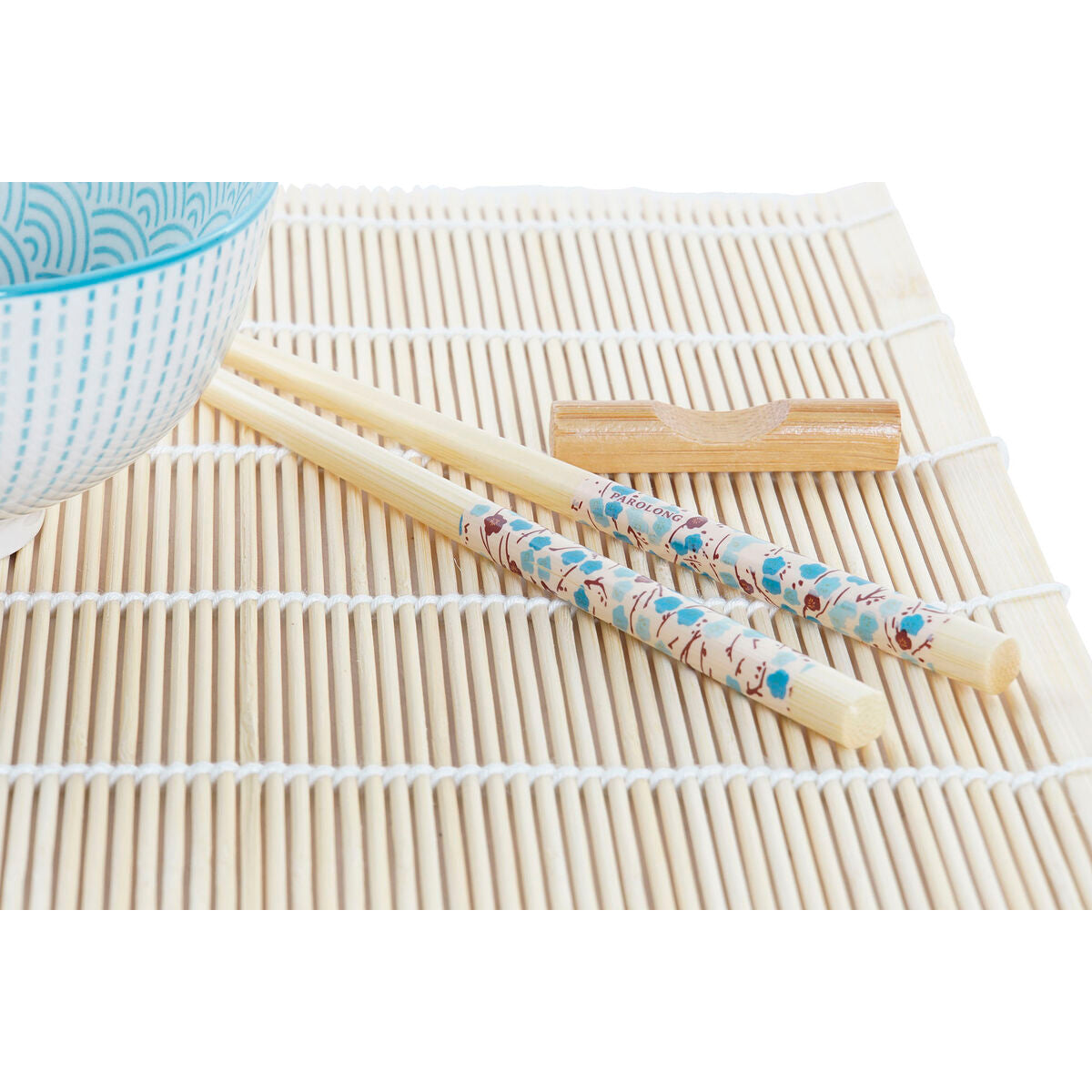 Set per Sushi DKD Home Decor Azzurro Bianco Bambù Gres (14,5 x 14,5 x 31 cm)