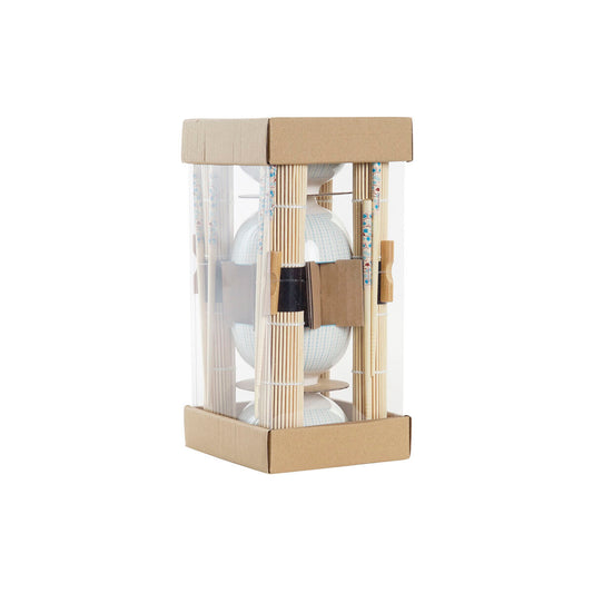 Set per Sushi DKD Home Decor Azzurro Bianco Bambù Gres (14,5 x 14,5 x 31 cm)