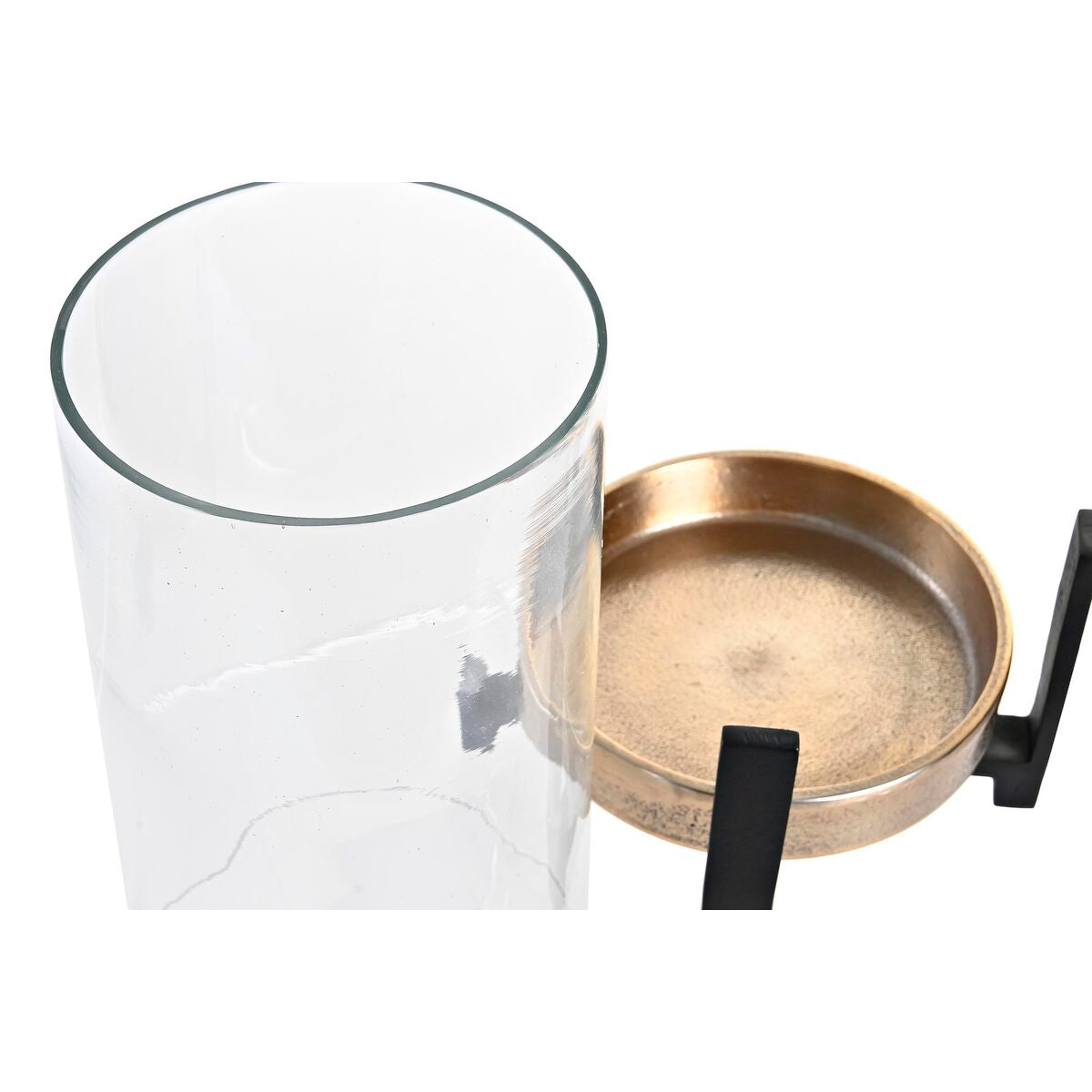 Portacandele DKD Home Decor Champagne Cristallo Argentato Nero Alluminio (15 x 15 x 28 cm) (2 unidades)