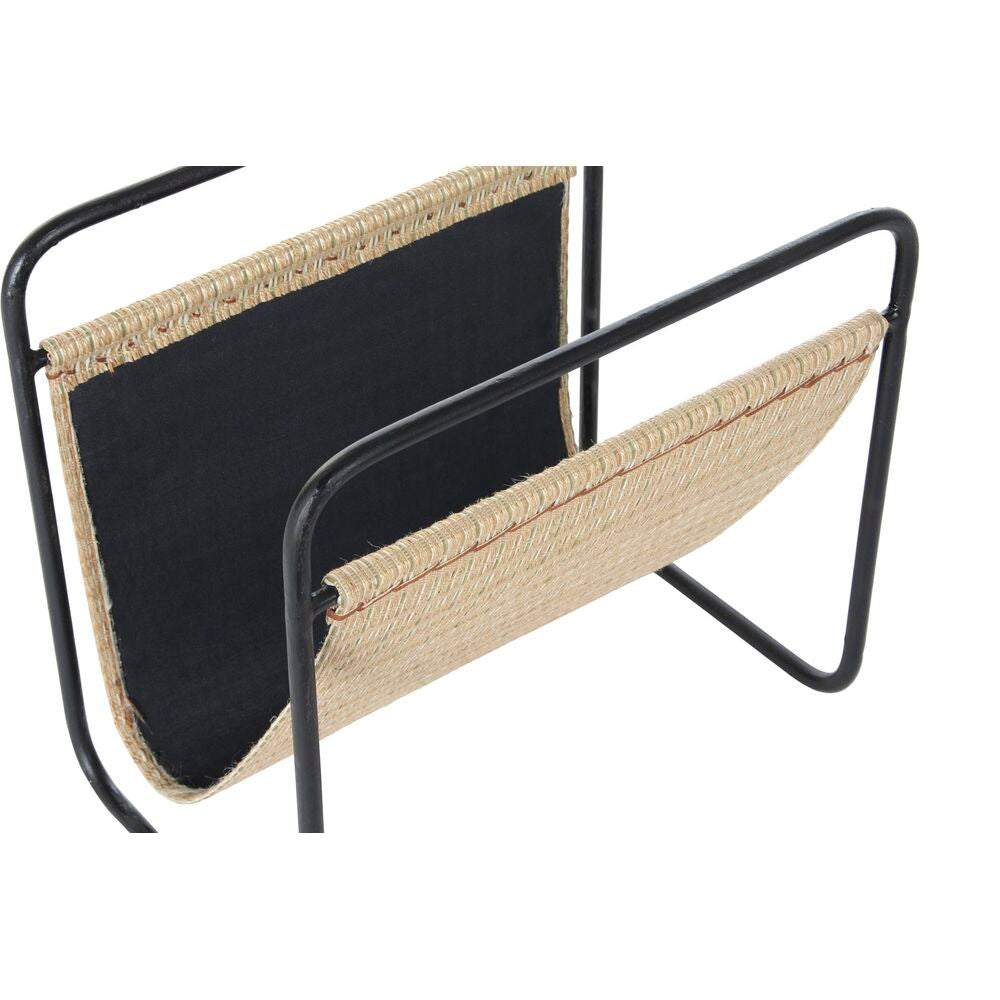 Portariviste DKD Home Decor Naturale Nero Metallo Rattan (39 x 26 x 36 cm)
