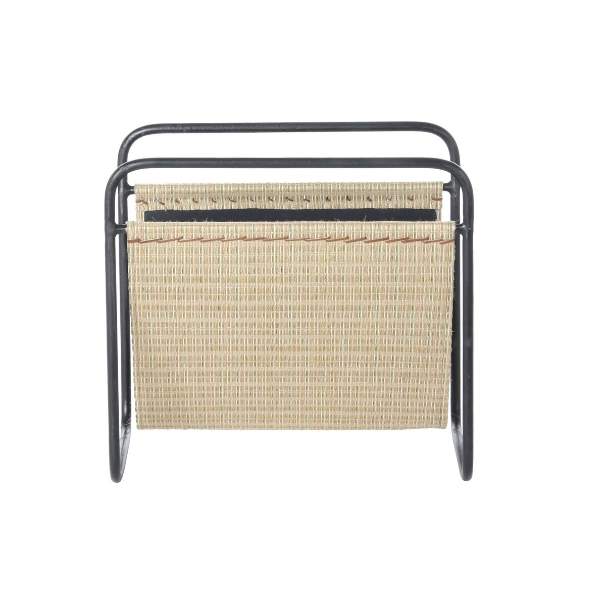 Portariviste DKD Home Decor Naturale Nero Metallo Rattan (39 x 26 x 36 cm)