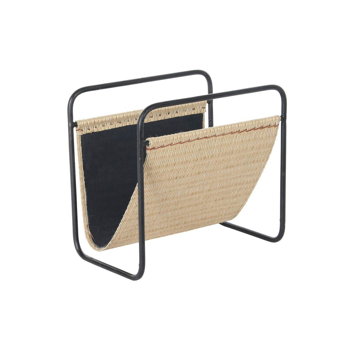 Portariviste DKD Home Decor Naturale Nero Metallo Rattan (39 x 26 x 36 cm)