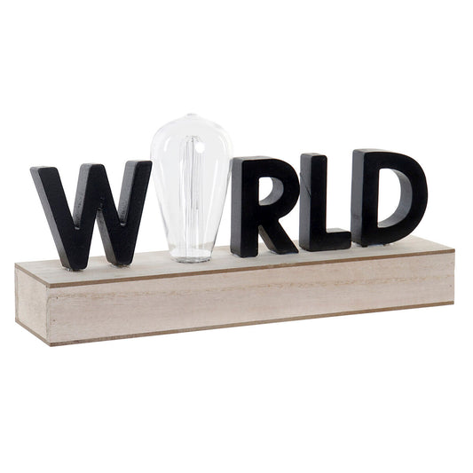 Decorazione luminosa DKD Home Decor World Nero Legno MDF (34 x 8 x 16 cm)
