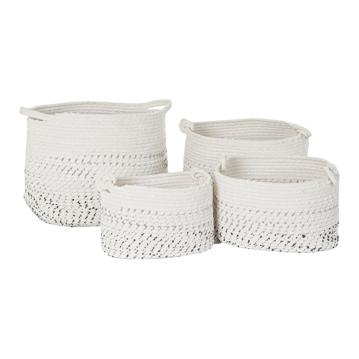 Set di Cestini DKD Home Decor Bianco Nero Boho 36 x 36 x 33 cm (4 Pezzi)