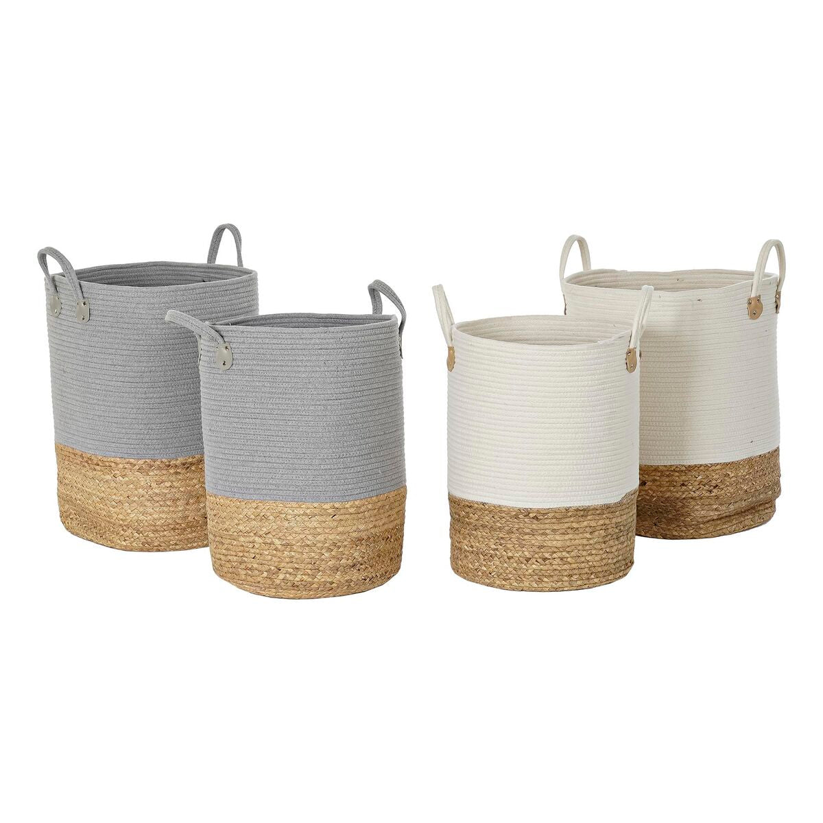 Set di Cestini DKD Home Decor Cotone Fibra (40 x 40 x 52 cm) (2 Unità)