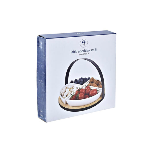 Set da Aperitivo DKD Home Decor Metallo Bambù Gres Loft (21,5 x 21,5 x 14 cm) (5 Pezzi)