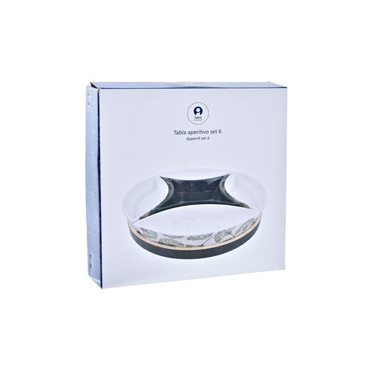 Set da Aperitivo DKD Home Decor Legno Fogli Verde Gres (22 x 22 x 1 cm) (6 Pezzi)