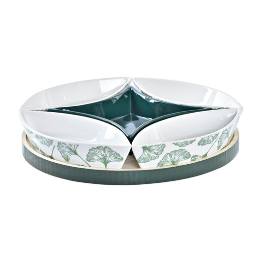 Set da Aperitivo DKD Home Decor Legno Fogli Verde Gres (22 x 22 x 1 cm) (6 Pezzi)