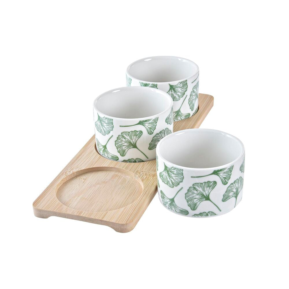 Set da Aperitivo DKD Home Decor Fogli Bambù Gres (28 x 9,7 x 1,5 cm) (4 Pezzi)