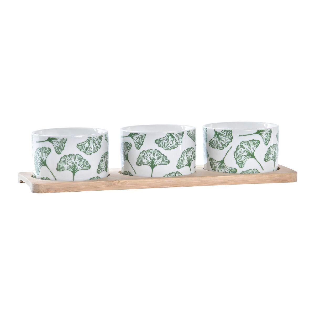 Set da Aperitivo DKD Home Decor Fogli Bambù Gres (28 x 9,7 x 1,5 cm) (4 Pezzi)