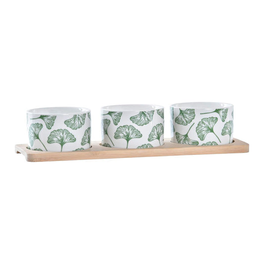 Set da Aperitivo DKD Home Decor Fogli Bambù Gres (28 x 9,7 x 1,5 cm) (4 Pezzi)