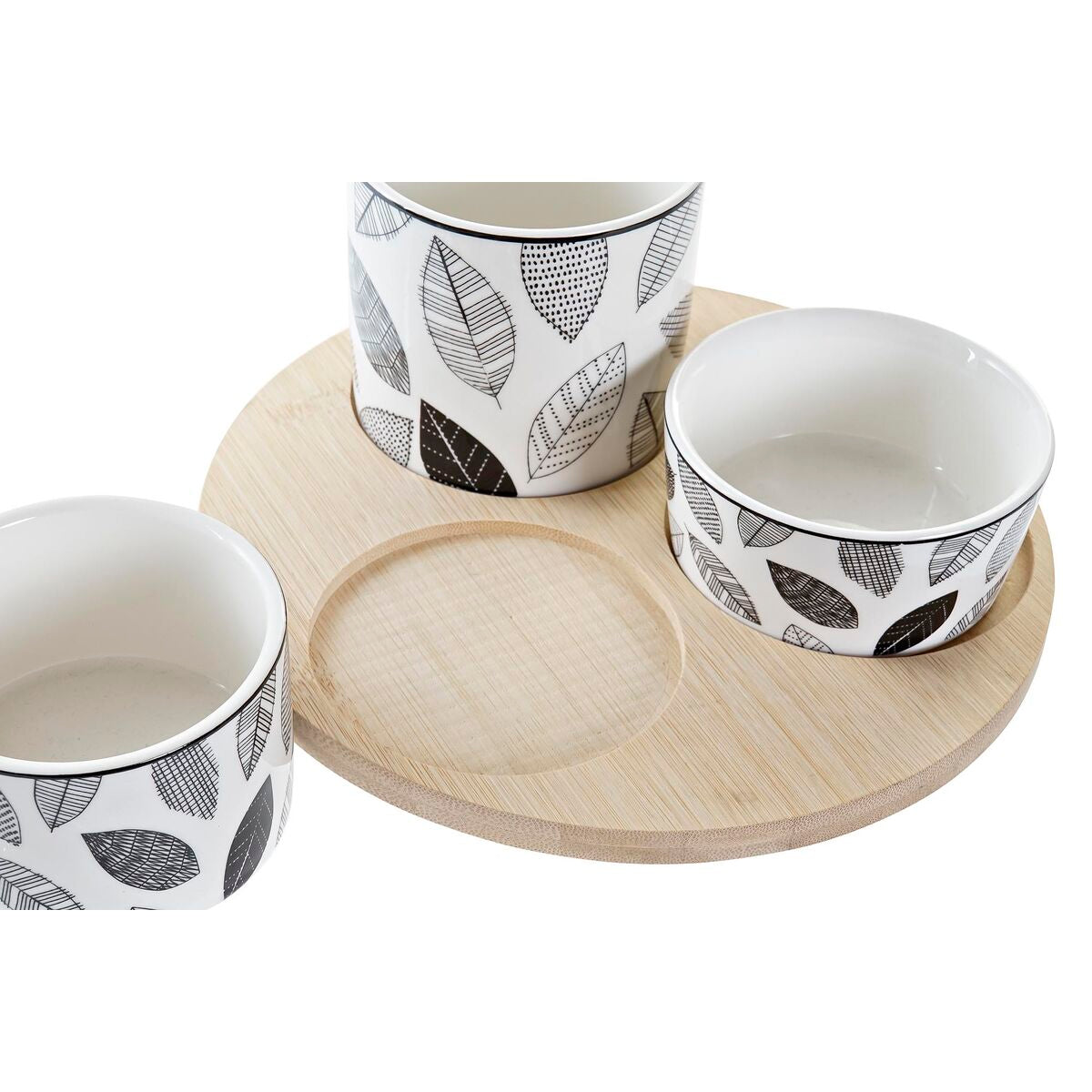 Set da Aperitivo DKD Home Decor Fogli Bambù Gres (4 Pezzi) (20 x 20 x 8 cm)