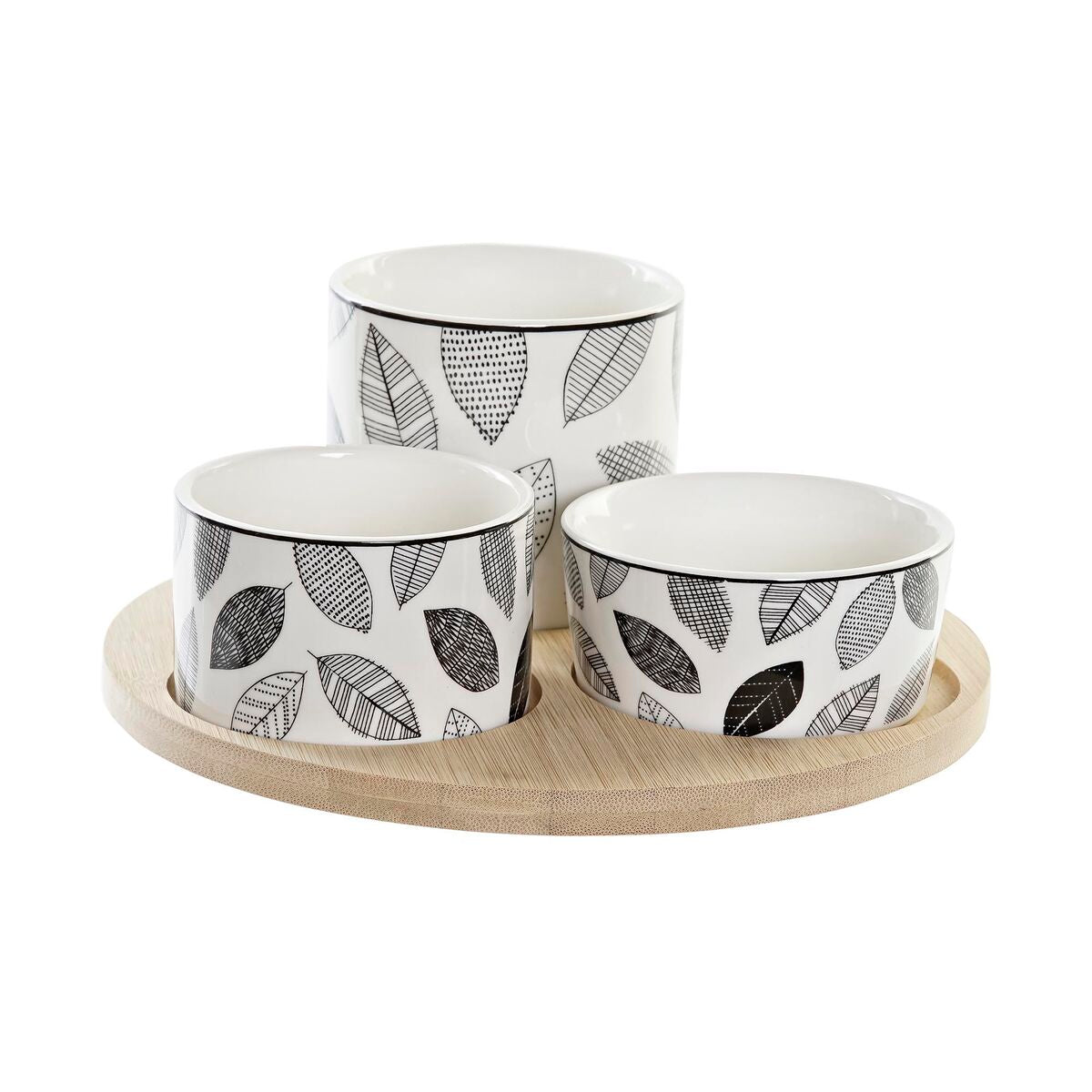 Set da Aperitivo DKD Home Decor Fogli Bambù Gres (4 Pezzi) (20 x 20 x 8 cm)