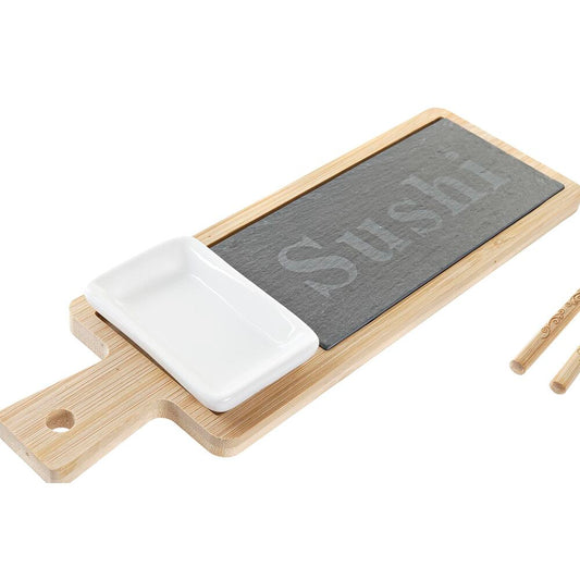 Set per Sushi DKD Home Decor Naturale Lavagna Bambù (28 x 9 x 2 cm)