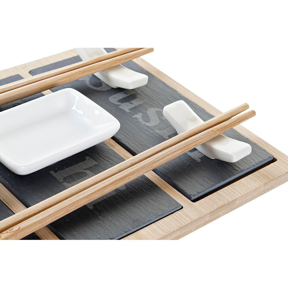 Set per Sushi DKD Home Decor Naturale Nero Lavagna Bambù (25 x 19 x 3 cm)