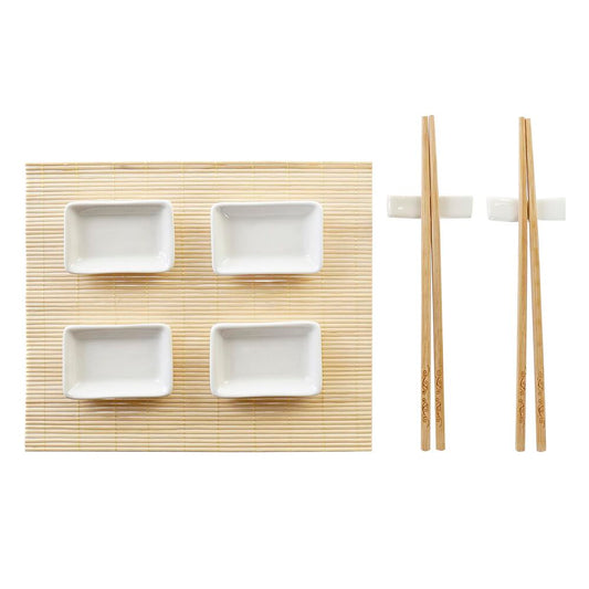 Set per Sushi DKD Home Decor Naturale Bianco Bambù (28 x 22 x 2,5 cm)