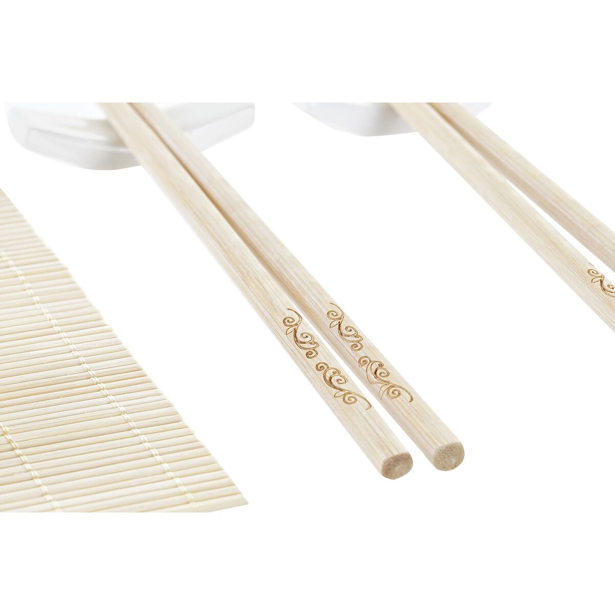 Set per Sushi DKD Home Decor Naturale Bianco Bambù (28 x 22 x 2,5 cm)