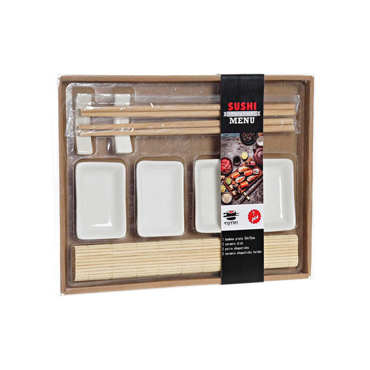 Set per Sushi DKD Home Decor Naturale Bianco Bambù (28 x 22 x 2,5 cm)