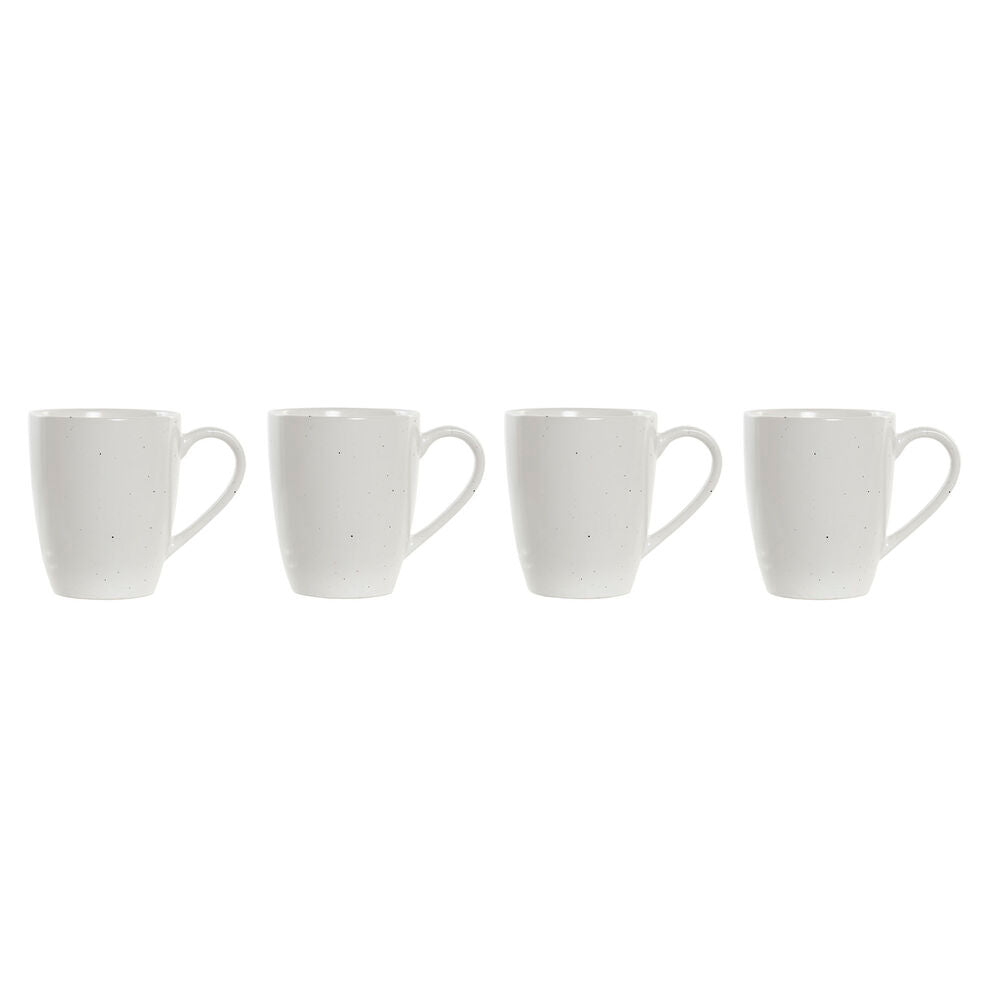 Set di 4 Tazze Mug DKD Home Decor Naturale Legno d'albero della gomma Bianco Gres (300 ml)