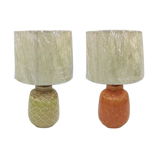 Lampada da tavolo DKD Home Decor Porcellana Beige Arancio Poliestere Verde 220 V 50 W (2 Unità) (32 x 32 x 53 cm)