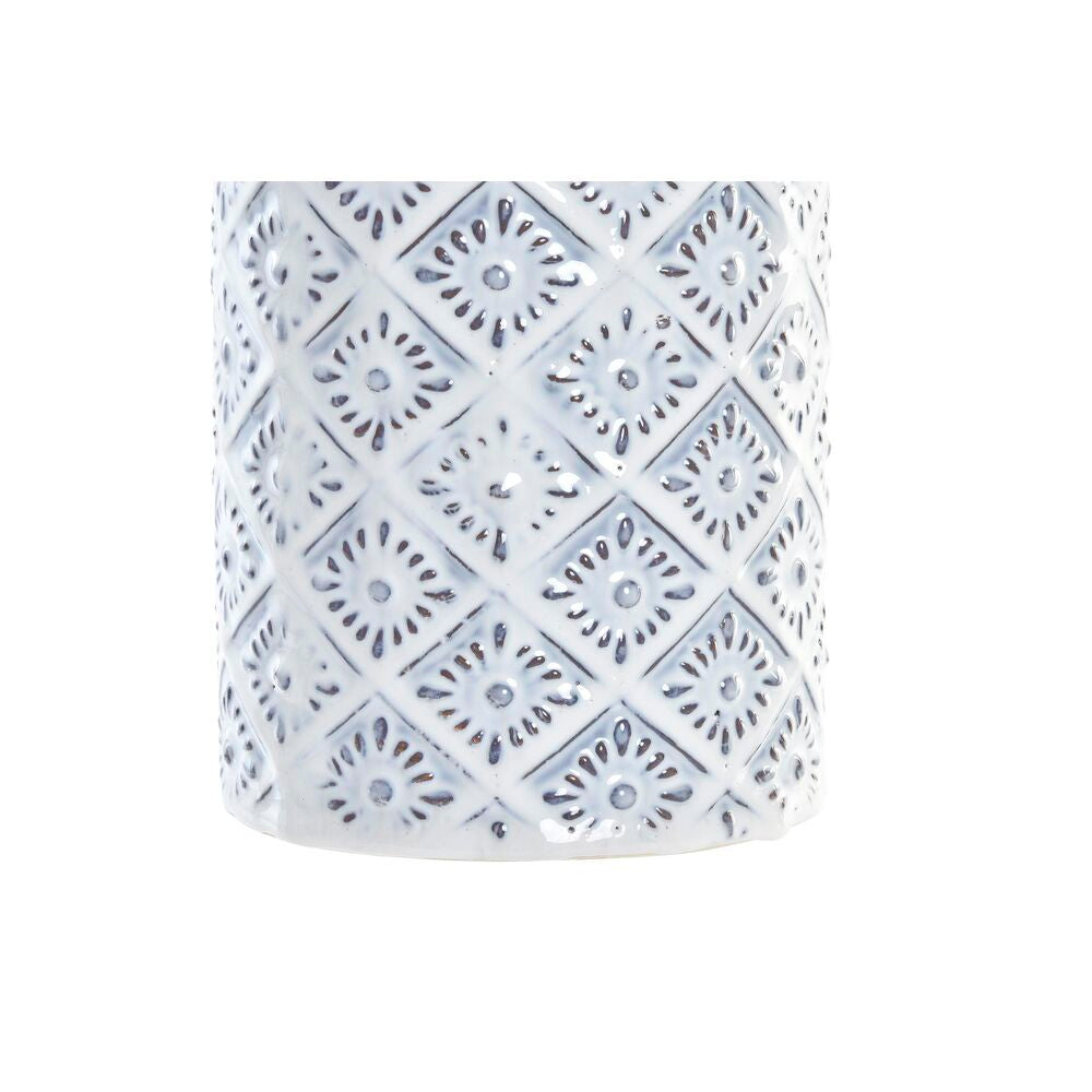 Vaso DKD Home Decor Porcellana Azzurro Bianco Mediterraneo (14 x 14 x 30 cm)