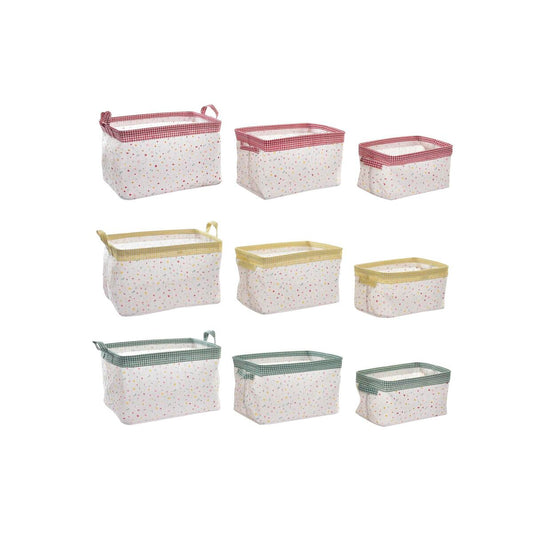Set di Cestini DKD Home Decor Poliestere Cotone Alluminio (35 x 21 x 20 cm) (3 Unità)