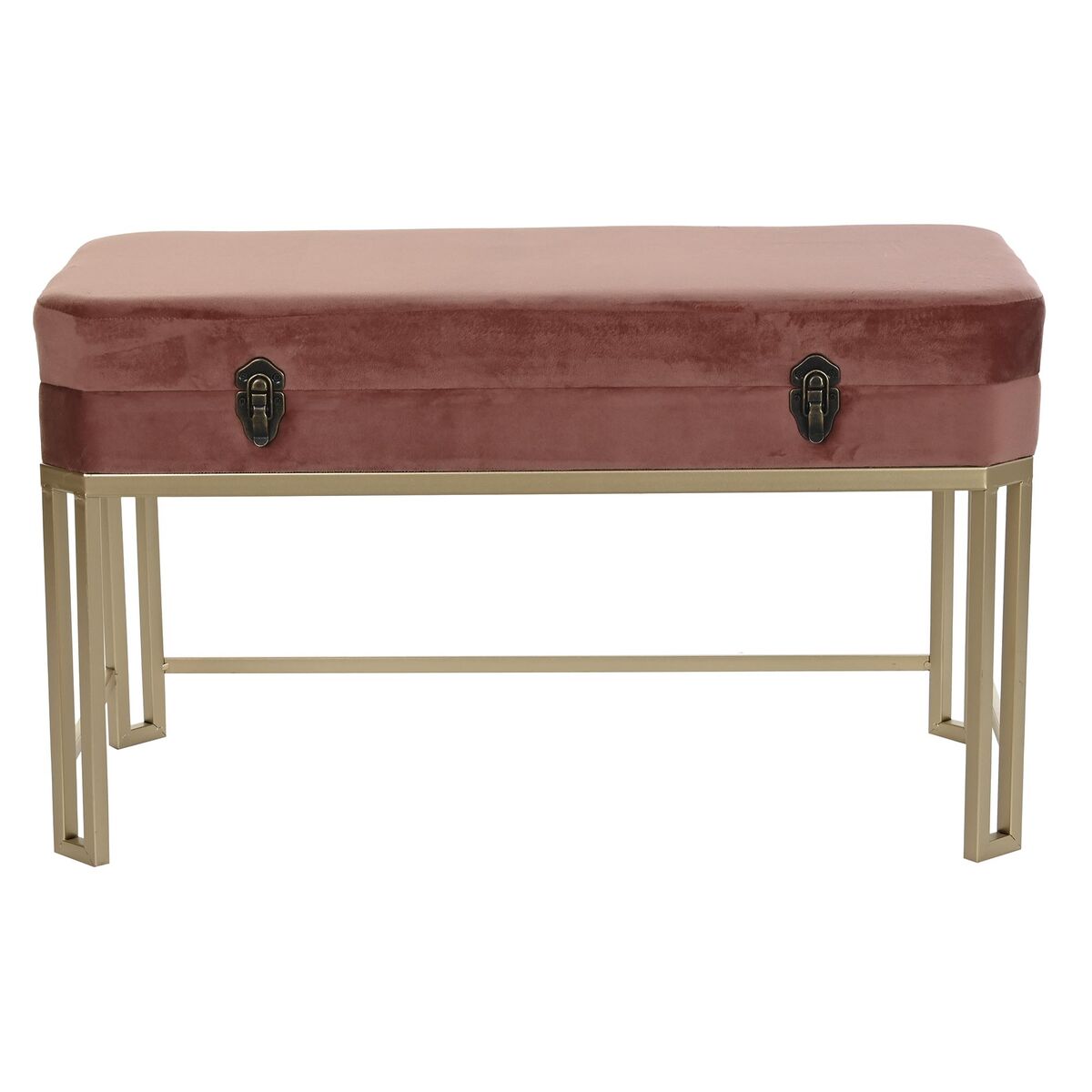 Panca DKD Home Decor Rosa Dorato (80 x 40 x 47 cm) (2 pezzi)