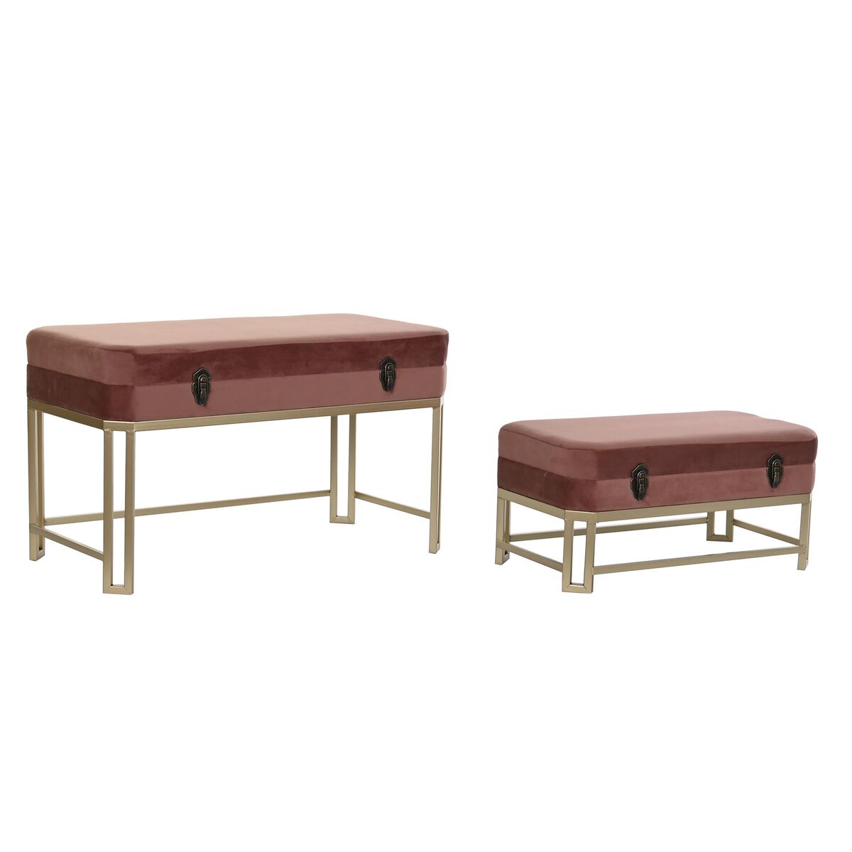Panca DKD Home Decor Rosa Dorato (80 x 40 x 47 cm) (2 pezzi)