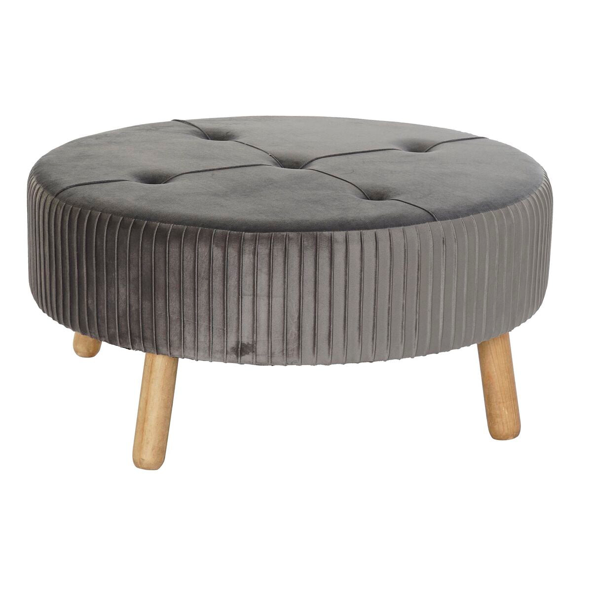 Poggiapiedi DKD Home Decor 80 x 80 x 38 cm Scandi Grigio Legno Velluto Grigio scuro Velvet