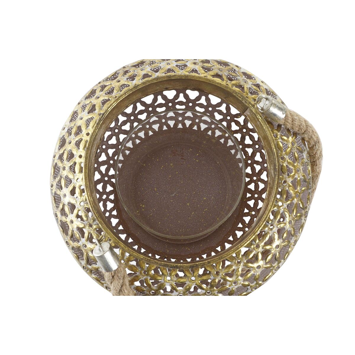 Lanterna DKD Home Decor Finitura invecchiata Cristallo Dorato Metallo (26,5 x 26,5 x 22 cm)
