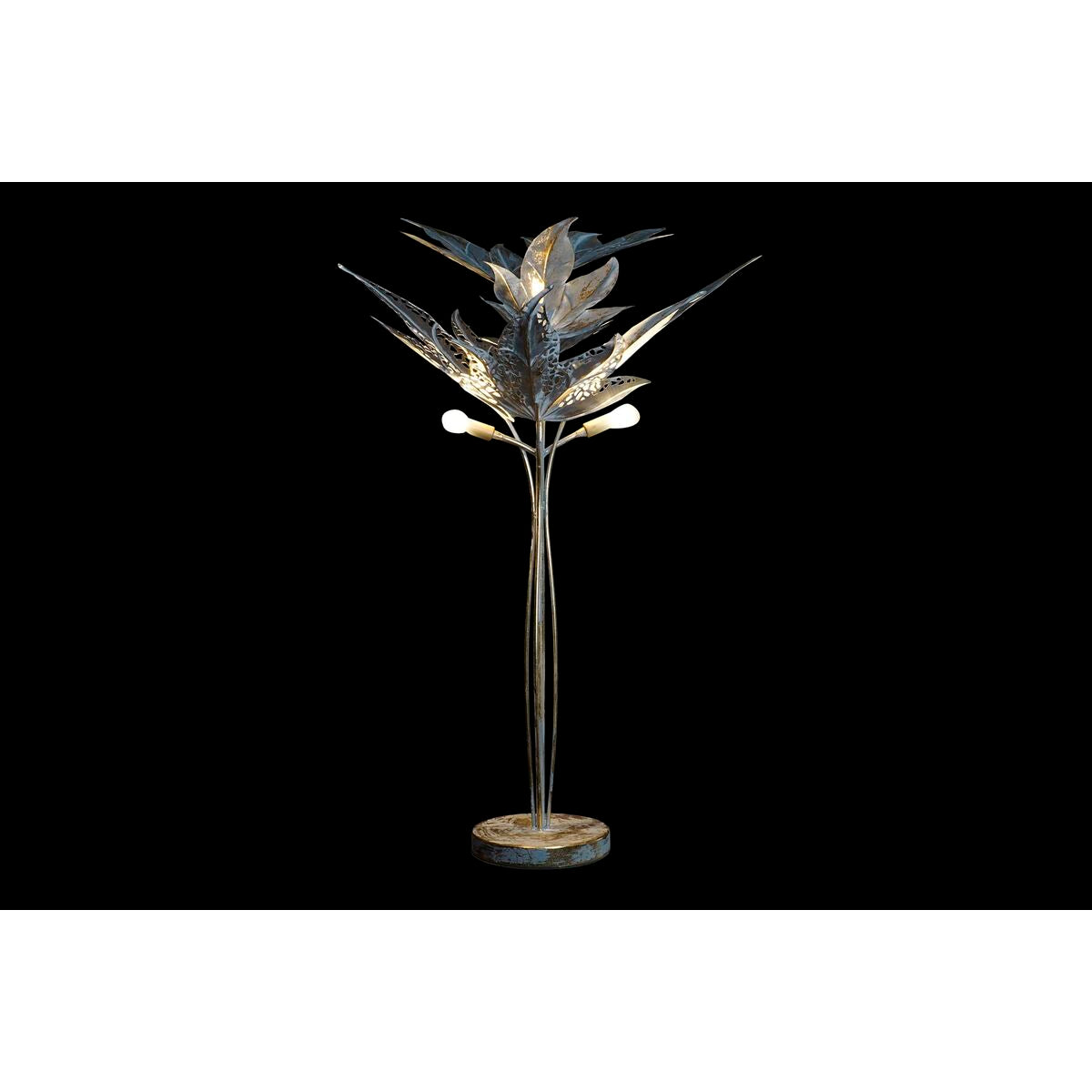 Lampada da Terra DKD Home Decor Grigio Metallo Tropicale Foglia della pianta (51 x 51 x 87 cm)