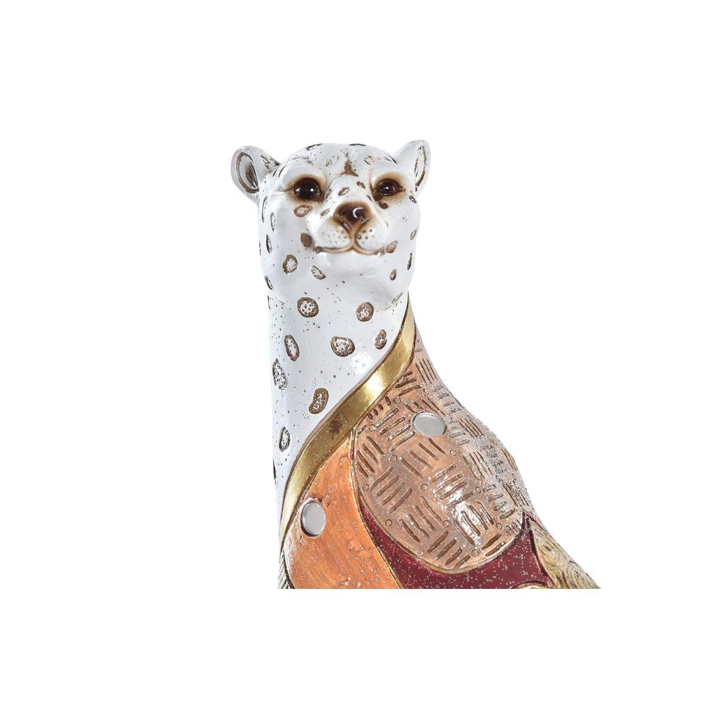 Statua Decorativa DKD Home Decor Arancio Bianco Leopardo Resina (15 x 8 x 25 cm)