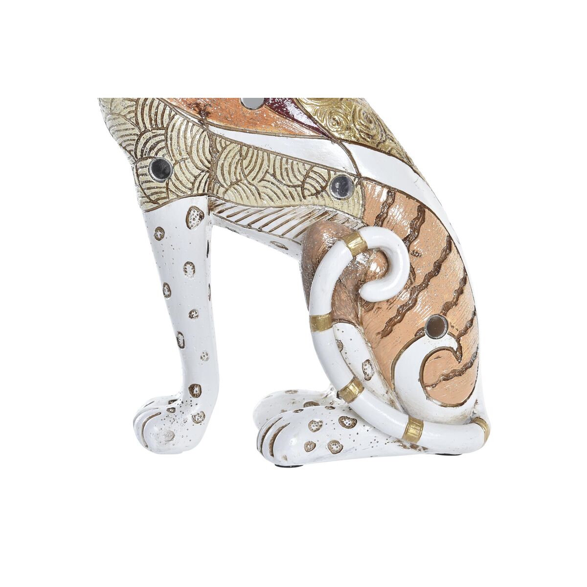 Statua Decorativa DKD Home Decor Arancio Bianco Leopardo Resina (15 x 8 x 25 cm)