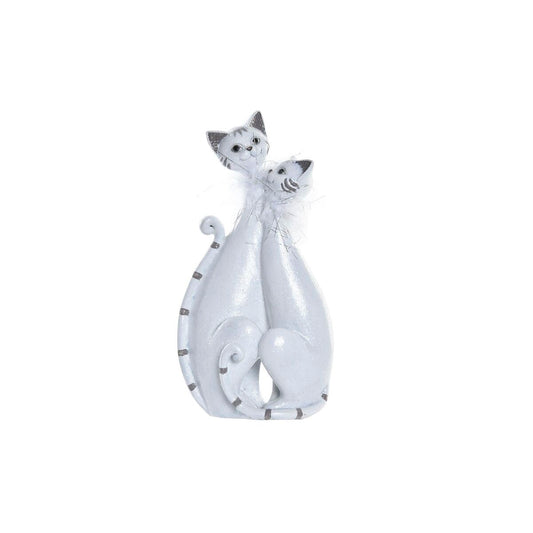 Statua Decorativa DKD Home Decor Bianco Resina Gatti (15 x 10 x 29 cm)