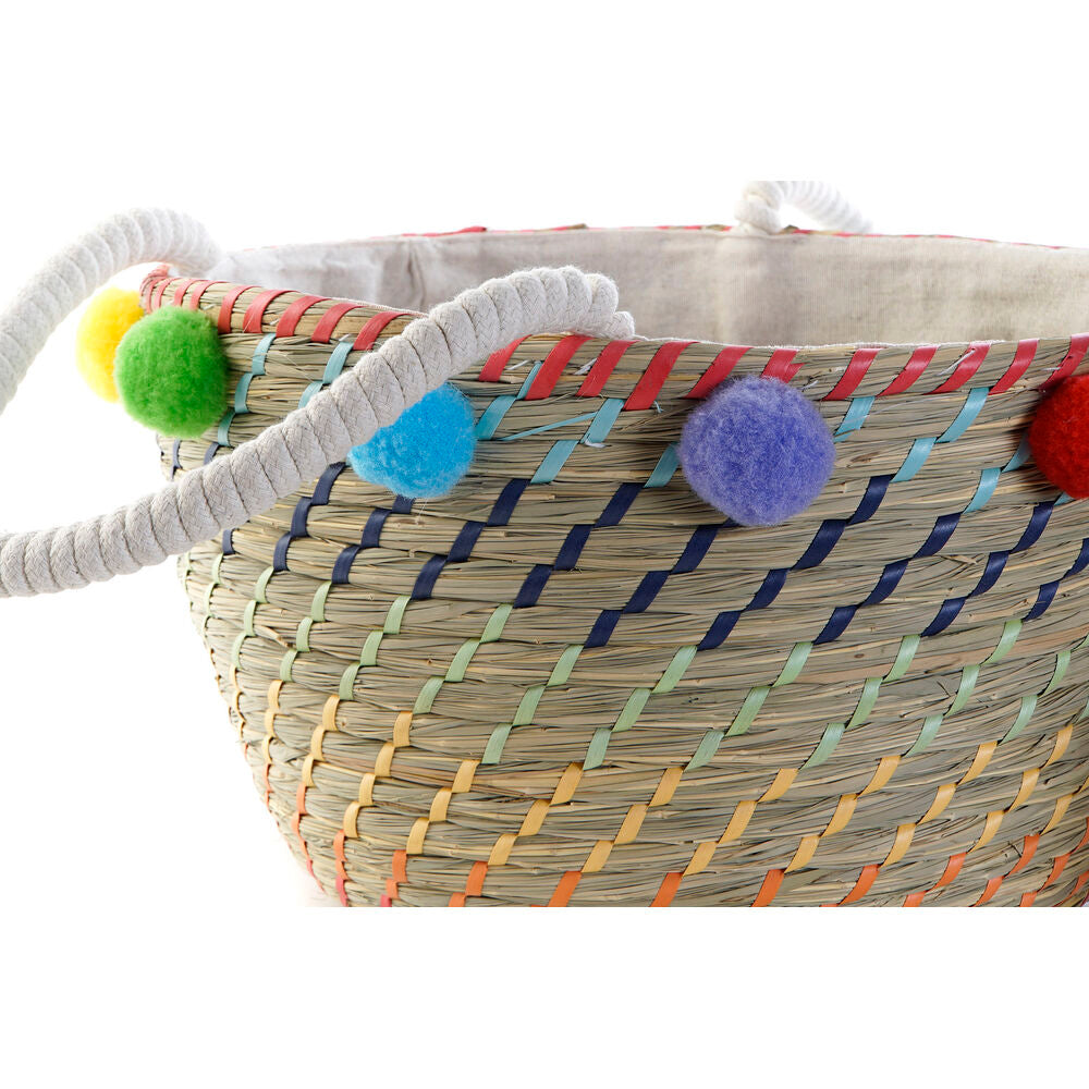 Set di Cestini DKD Home Decor Poliestere Pompon (57 x 45 x 42,5 cm)
