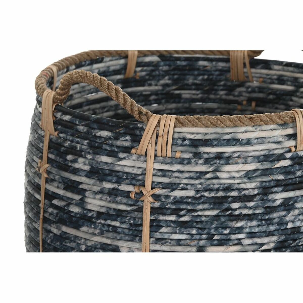 Set di Cestini DKD Home Decor Nero Bianco Rattan Boho (56 x 56 x 60 cm)