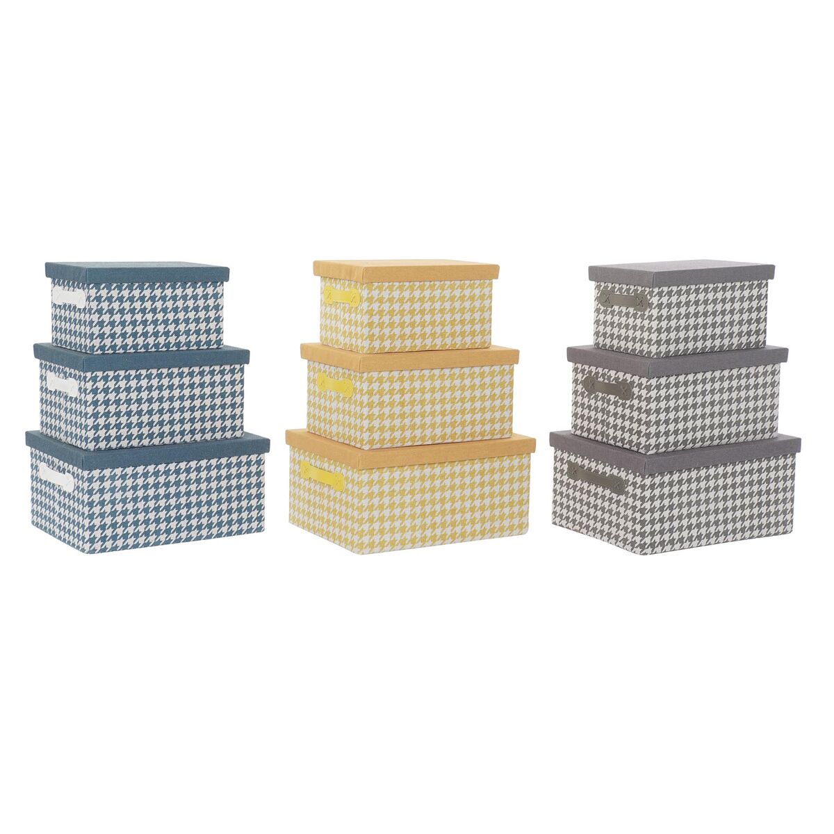 Set di Scatole per Sistemare Impilabili DKD Home Decor Poliestere (3 Unità)