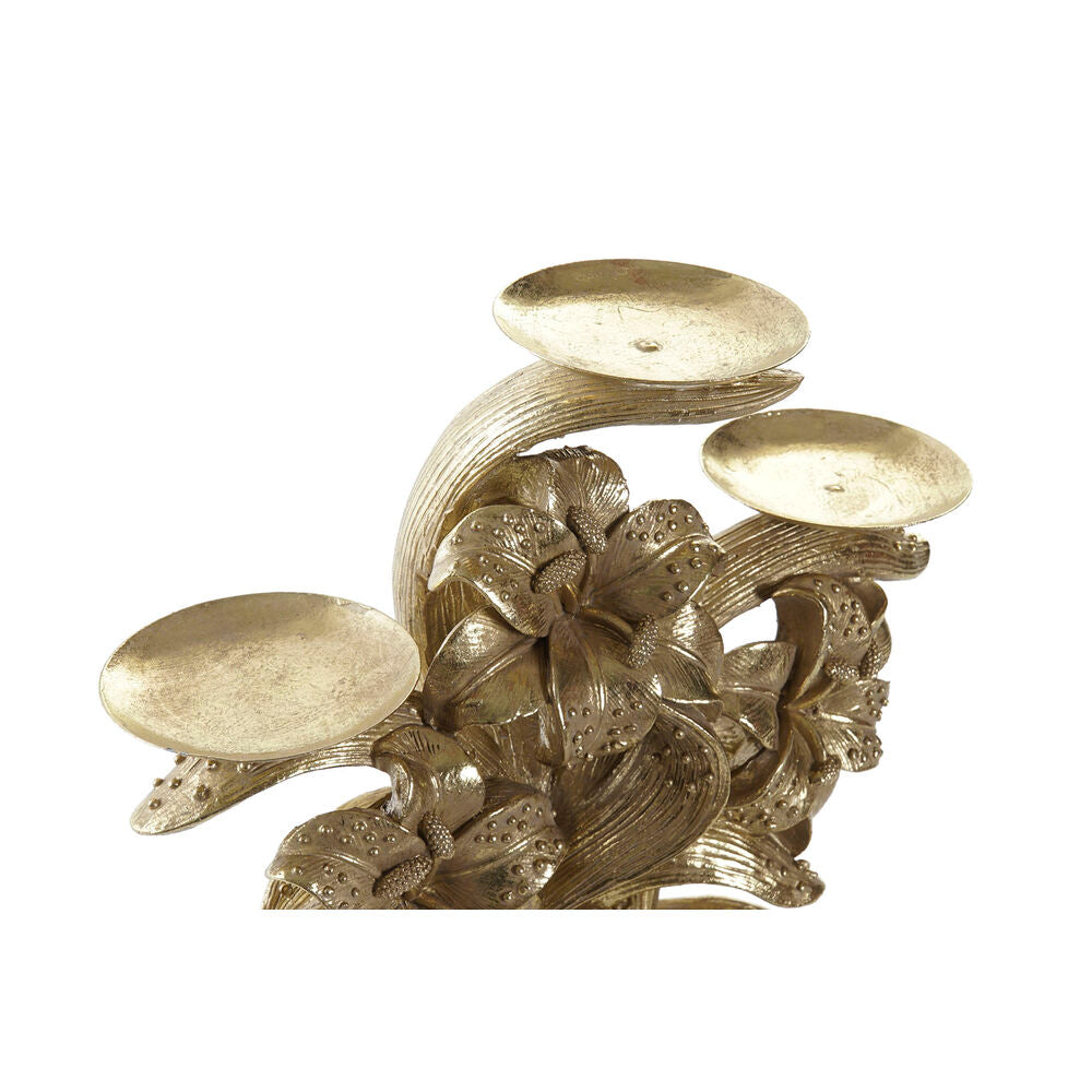 Candelabro DKD Home Decor Fiore Dorato Resina (26 x 12 x 23 cm)