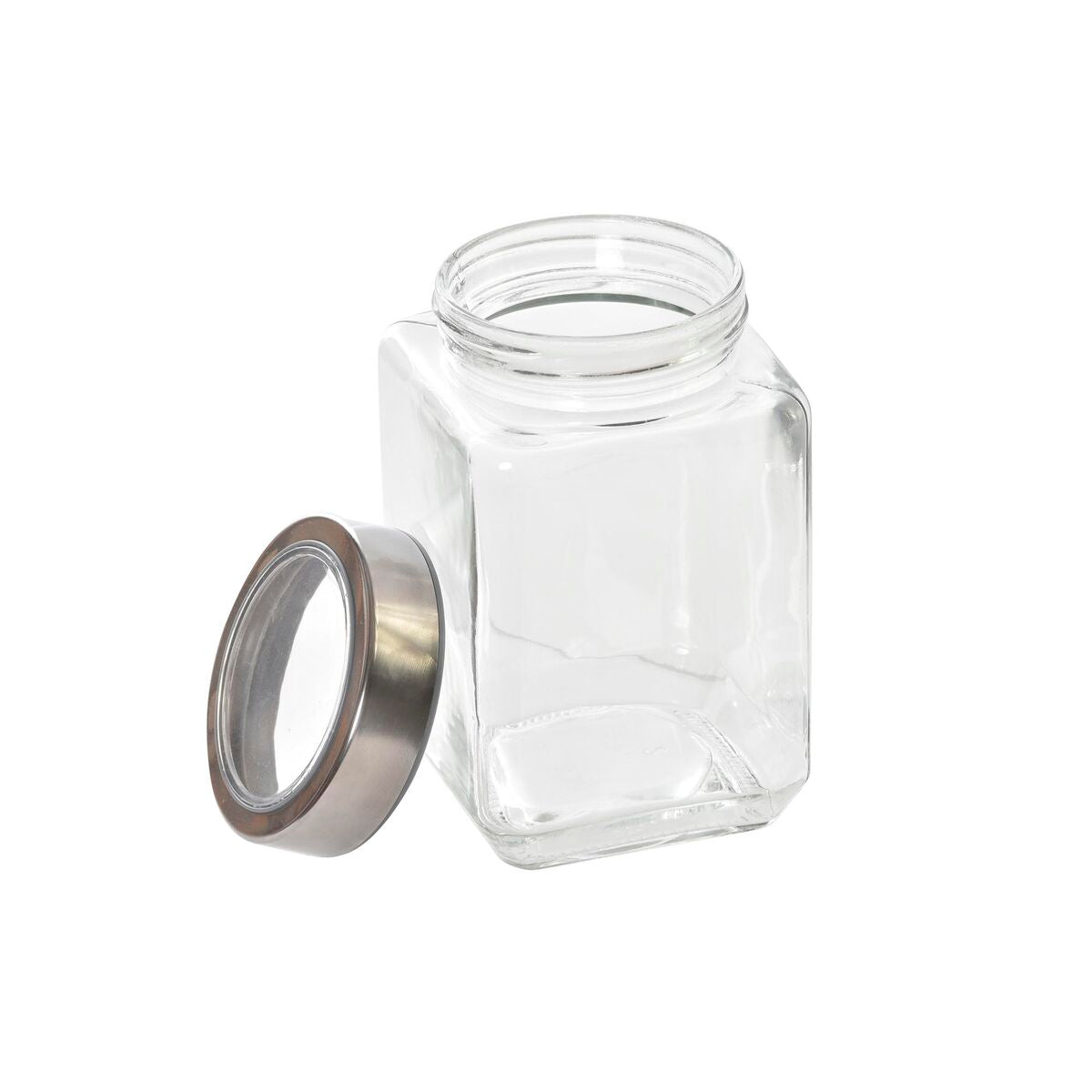 Set di 3 Barattoli DKD Home Decor Cristallo Acciaio inossidabile (500 ml) (750 ml) (1L) (3 Pezzi)