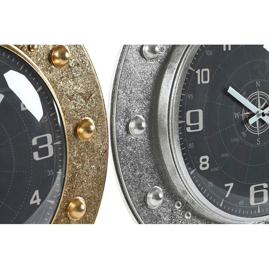 Orologio da Parete DKD Home Decor Cristallo Argentato Nero Dorato Ferro (48,5 x 6 x 48,5 cm)