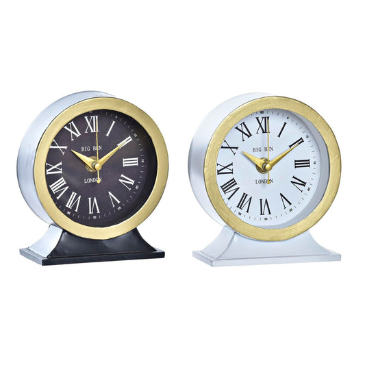 Orologio da Tavolo DKD Home Decor Cristallo Nero Bianco Ferro (12 x 6 x 13 cm) (2 Unità)