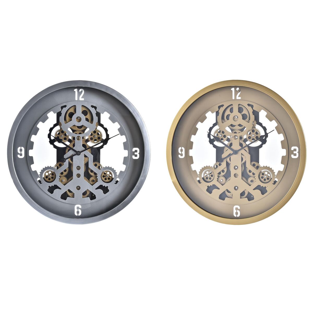 Orologio da Parete DKD Home Decor Cristallo Argentato Dorato Ferro (50 x 8 x 50 cm)