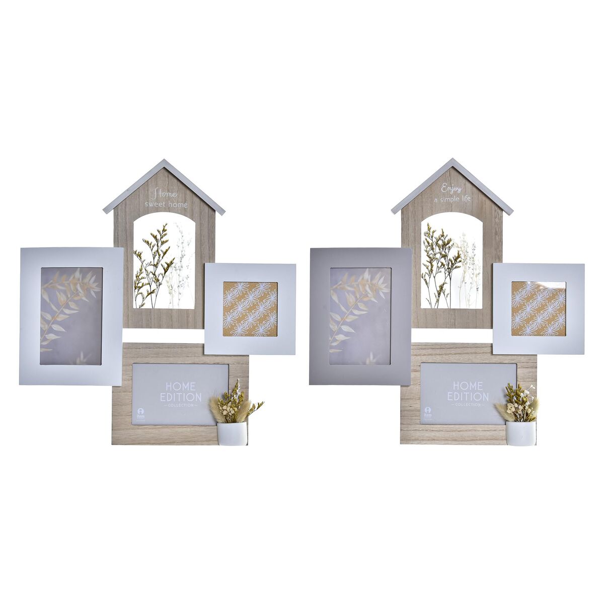 Cornice Portafoto DKD Home Decor Legno Naturale Impianto (39 x 3 x 41 cm) (2 Unità)