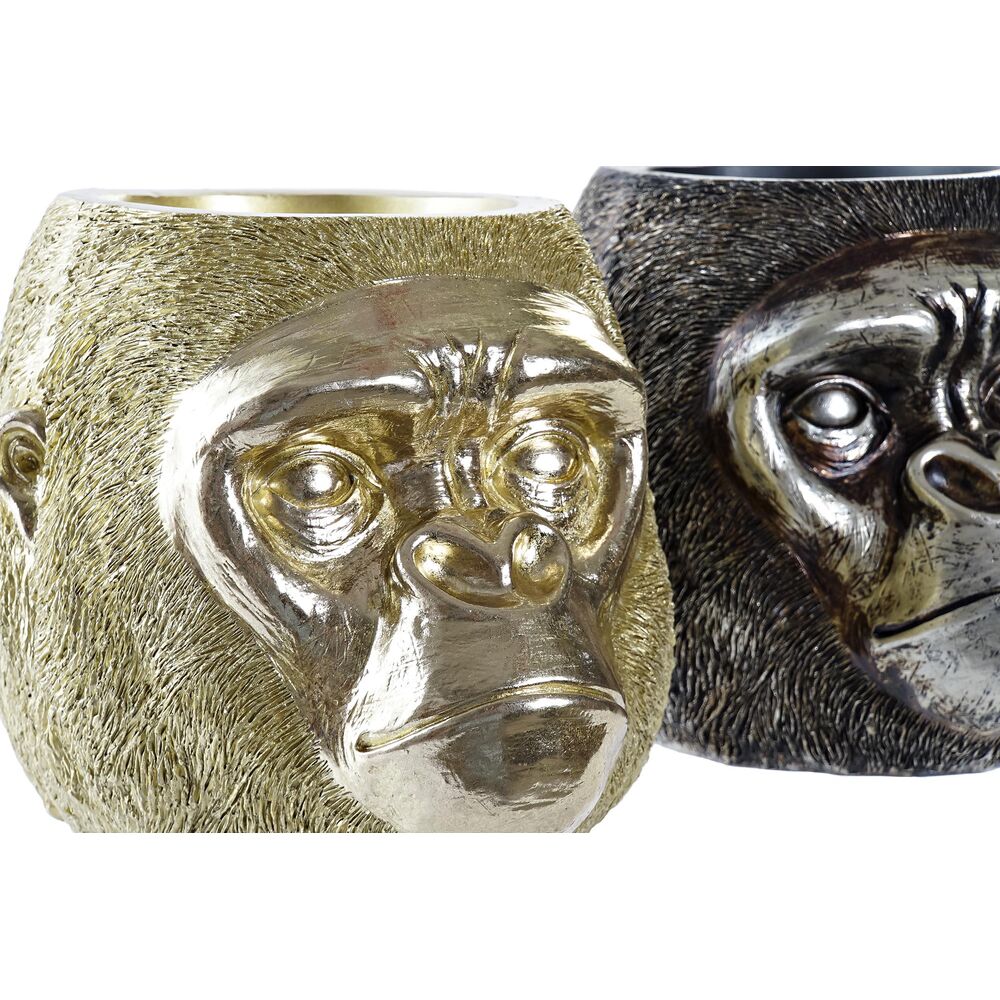 Statua Decorativa DKD Home Decor Argentato Dorato Resina Gorilla (20 x 24,5 x 18,5 cm) (2 Unità)